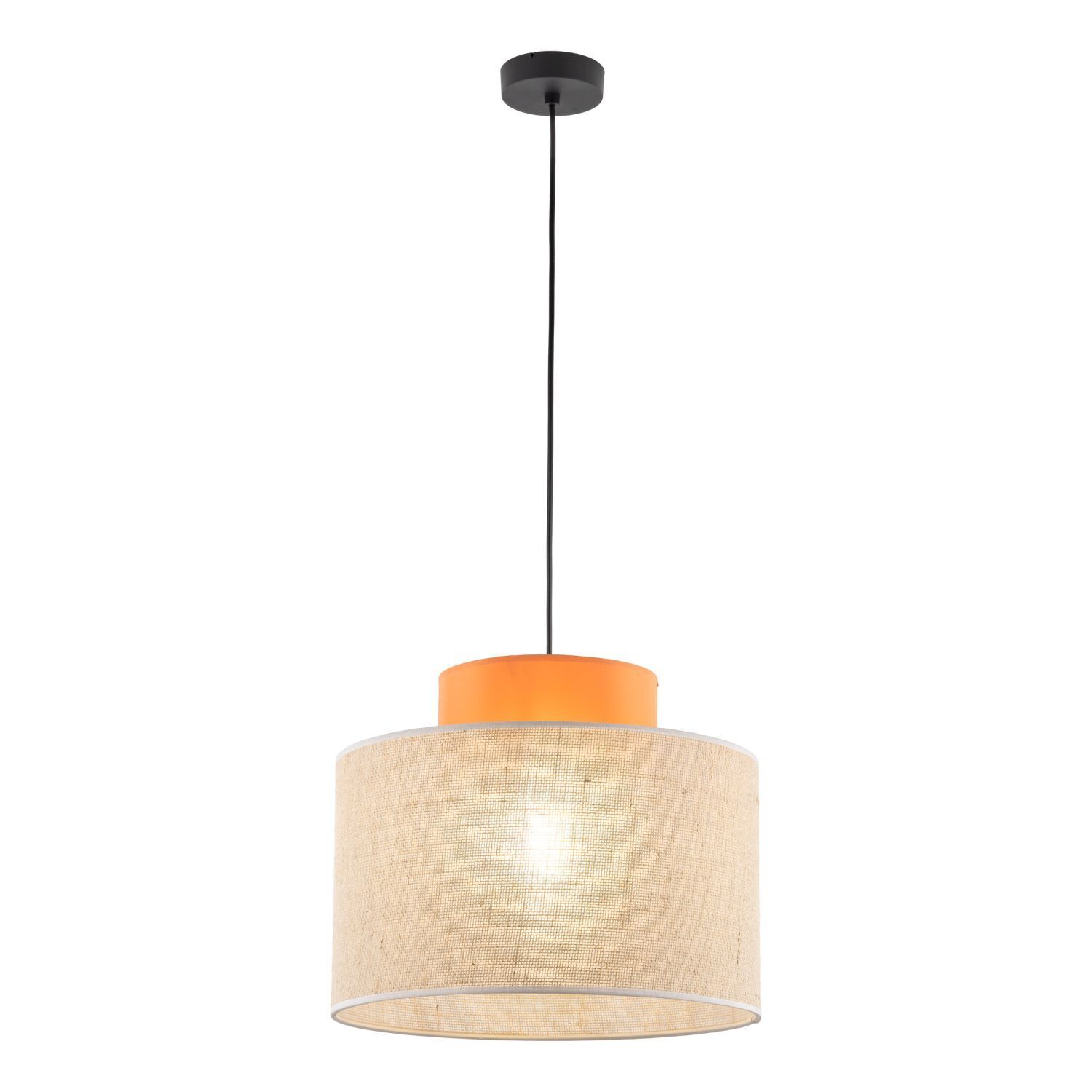Suspension ronde E27 Ø 38 cm H : max. 170 cm Jute Tissu Lampe, Kronleuchter