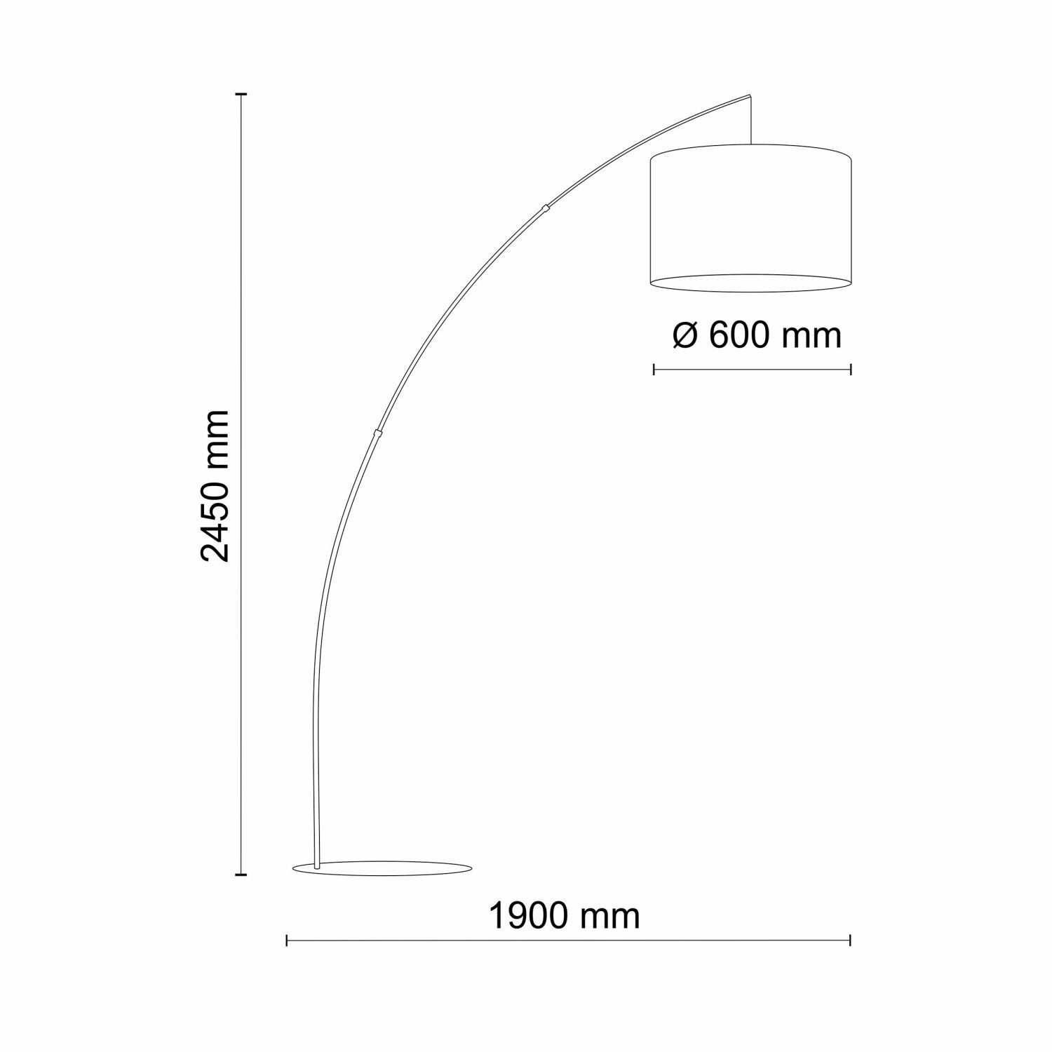 Luminaire arqué noir métal tissu 245 cm de haut XXL E27