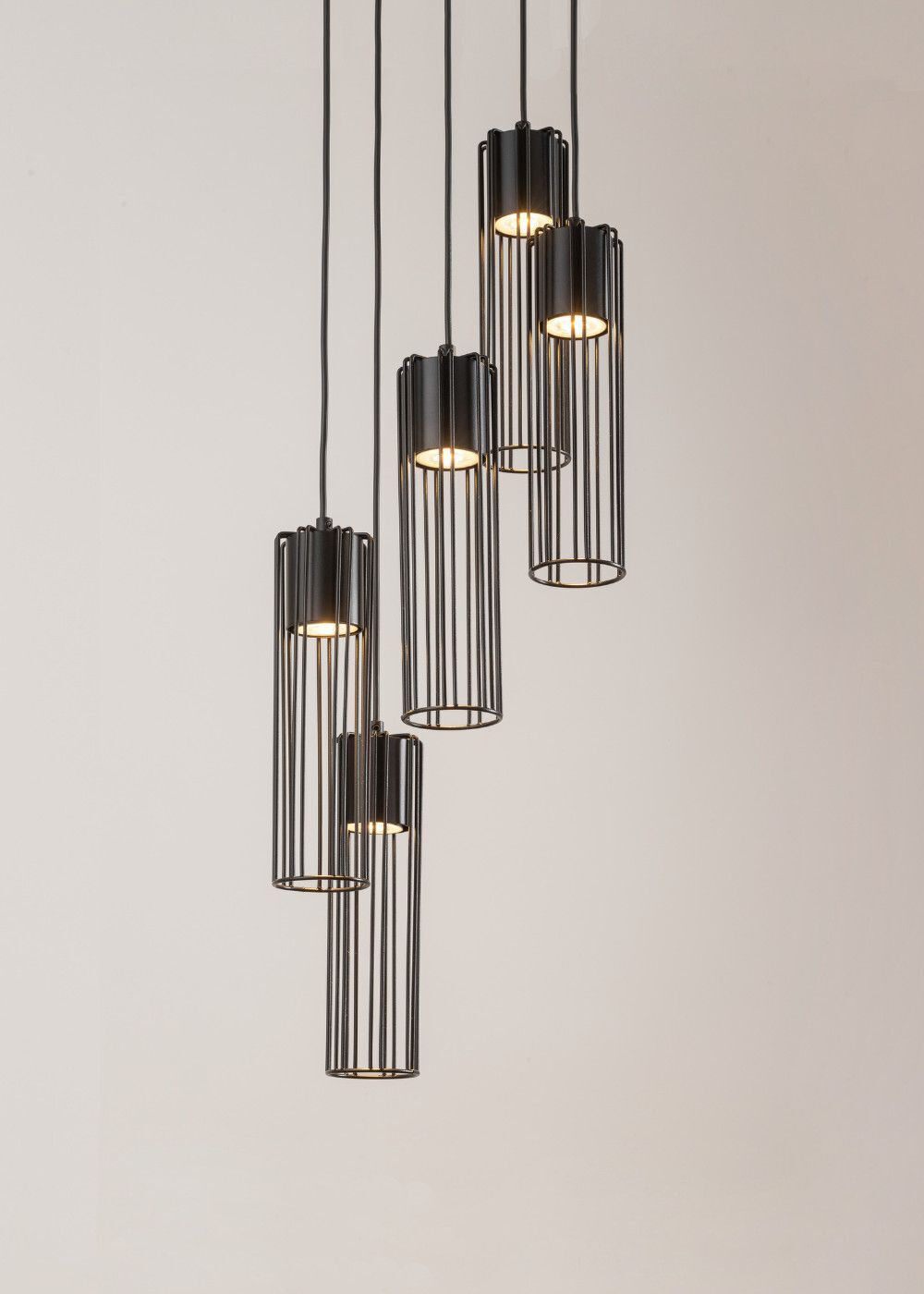 Lampe à suspendre métal noir grille GU10 Ø25 cm rond