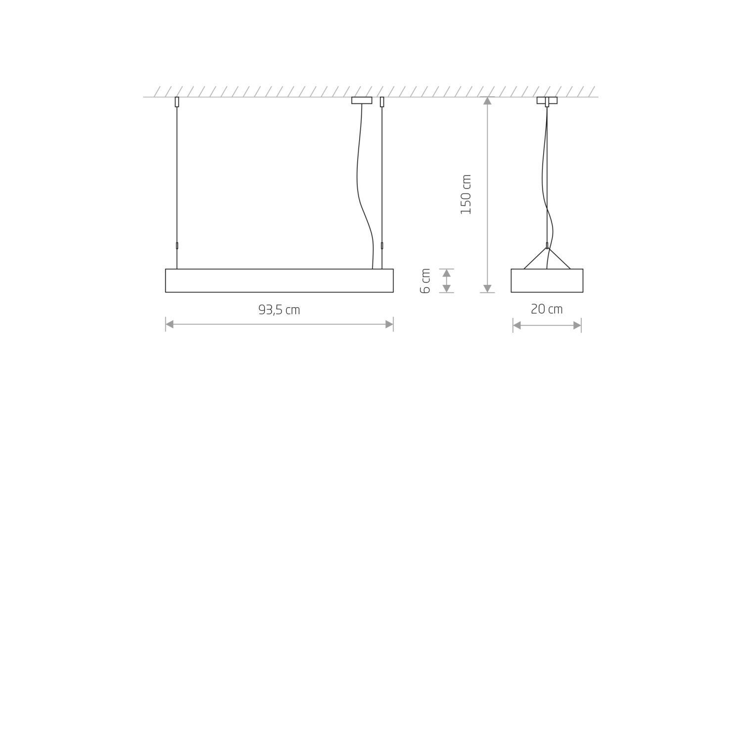 Lampe à suspendre blanc chaud T8 LED 3000 K 2300 lm aluminium L : 93,5 cm Diagramm, Handlung