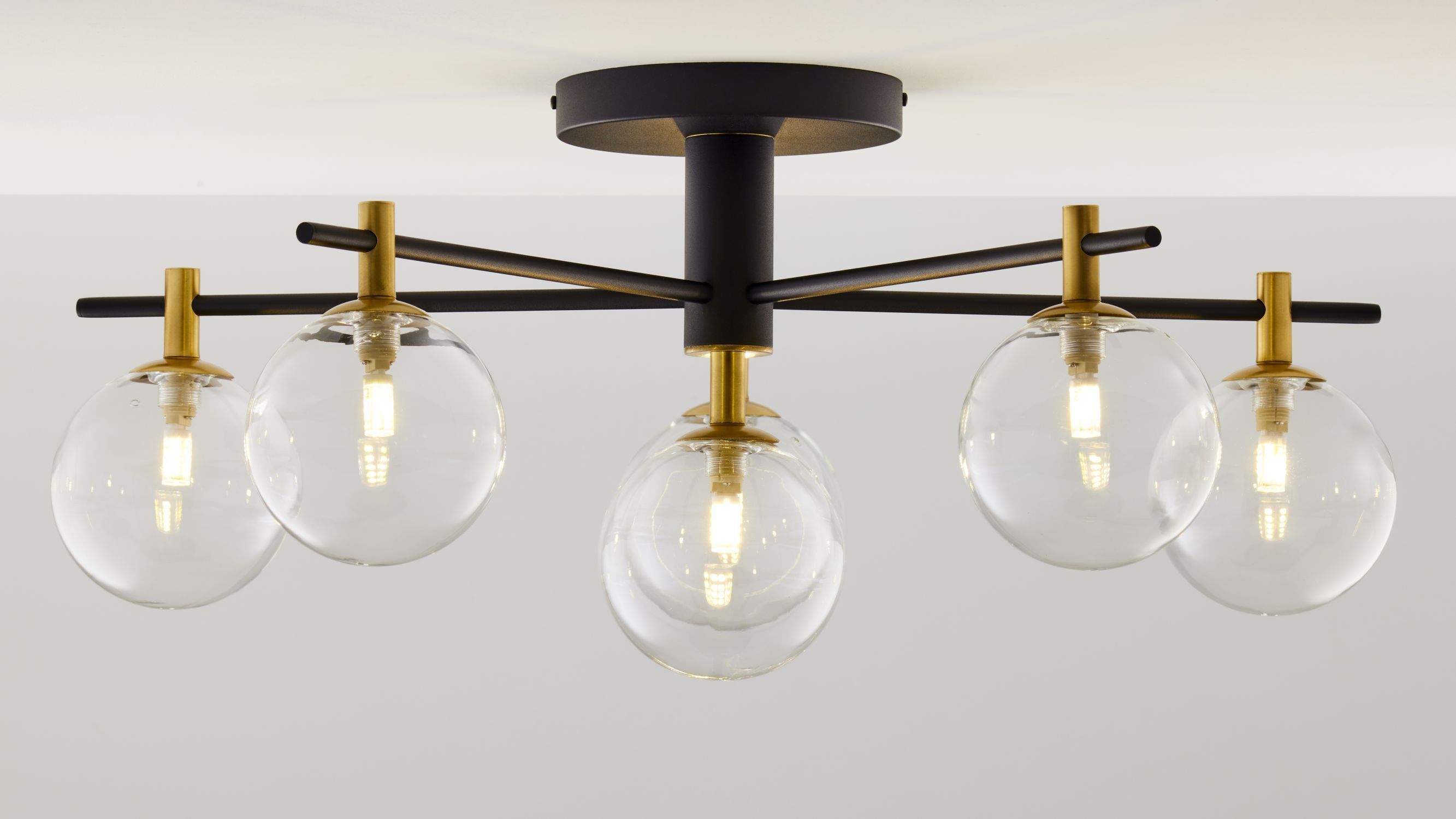 Deckenlampe Metall Glas G9 B:76 cm in Schwarz Gold Leuchte, Kronleuchter, Lampe, Deckenleuchte