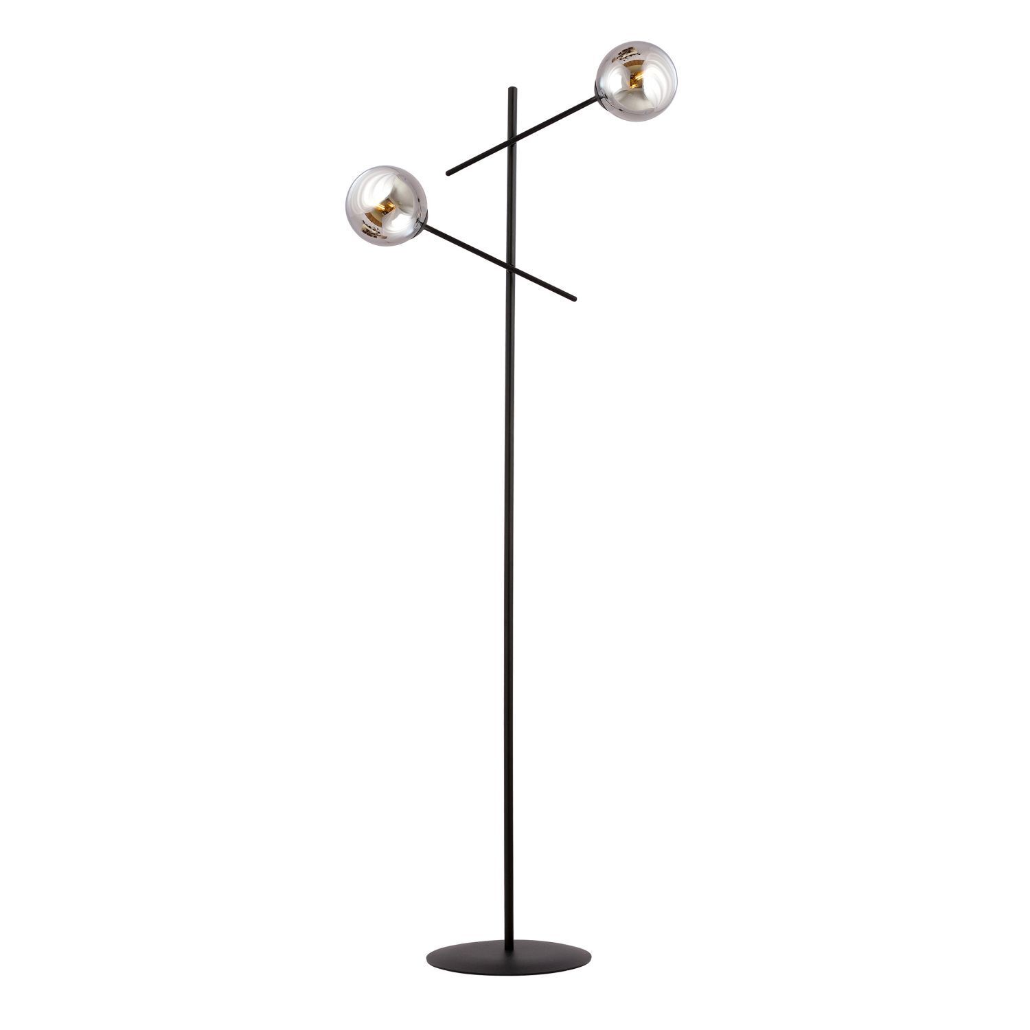 Lampadaire 150 cm petit orientable noir gris métal verre