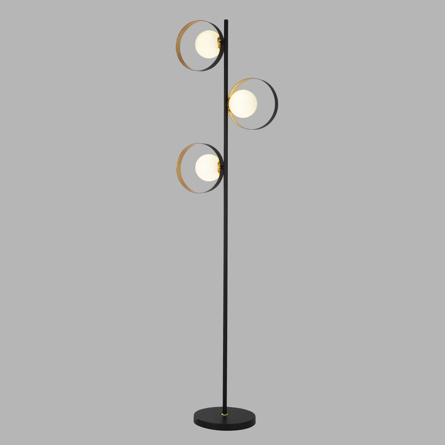 Lampadaire 3 flammes 149 cm métal noir or G9