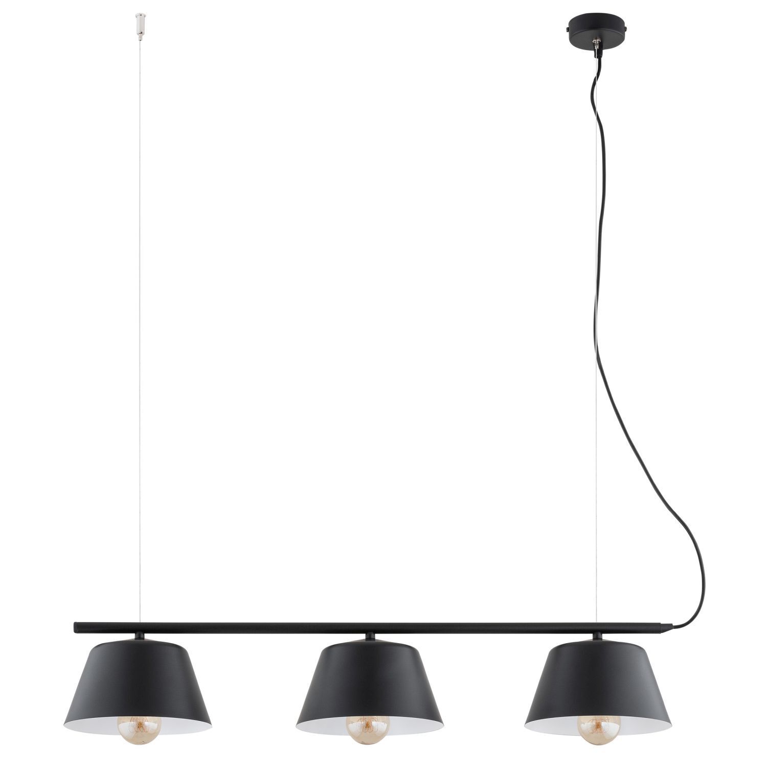 Lampe à suspendre métal L : 82 cm Moderne Noir Blanc E27 3 flammes
