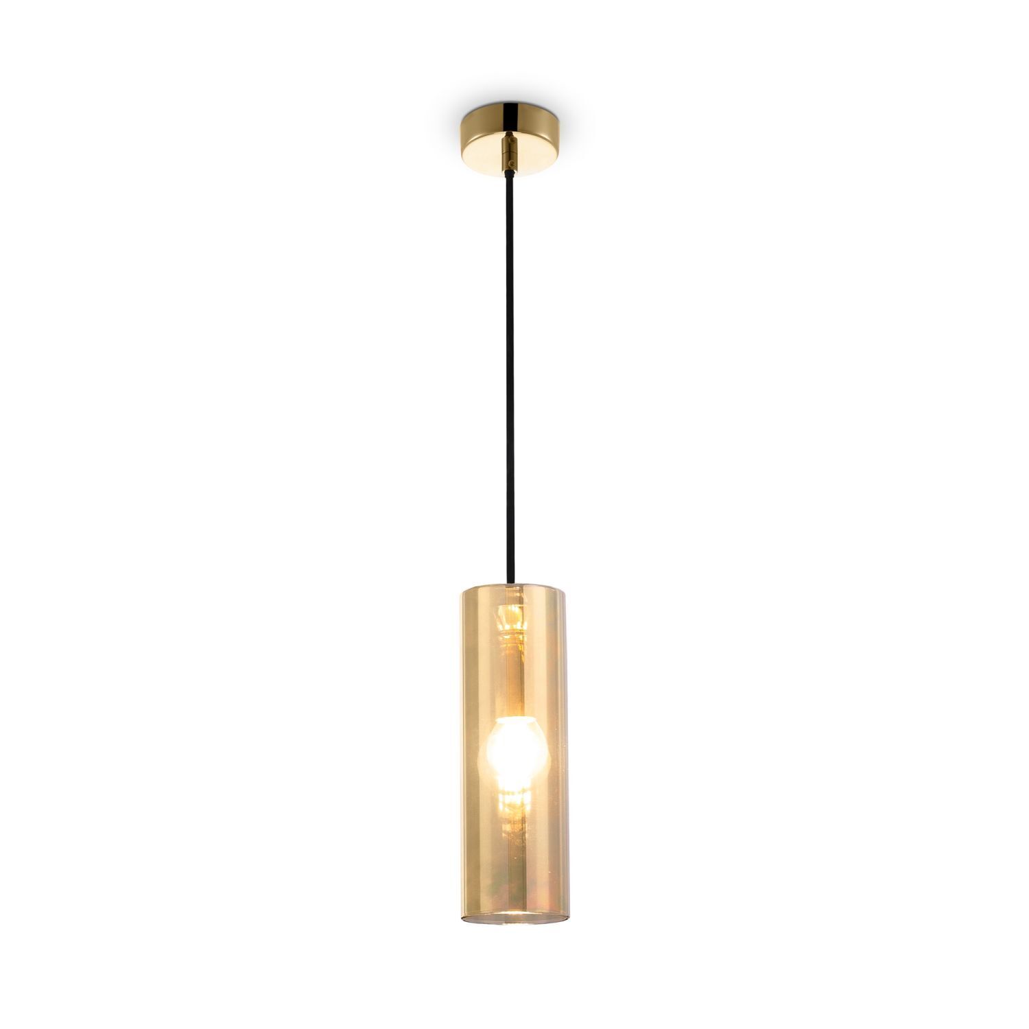Lampe à suspendre métal verre fumé rond Ø 8 cm H : max. 178 cm