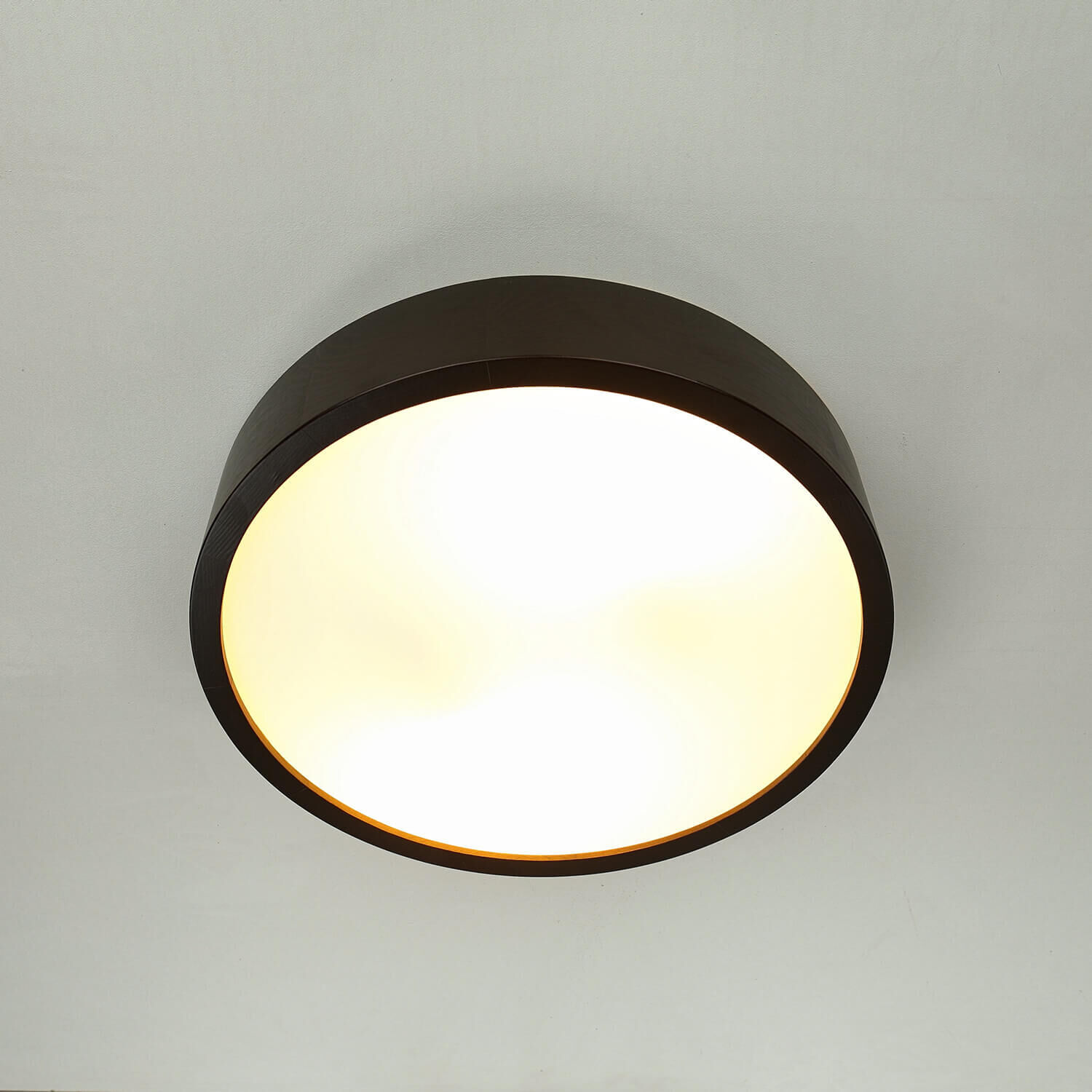 Plafonnier Salon Rond Lampe Bois Marron