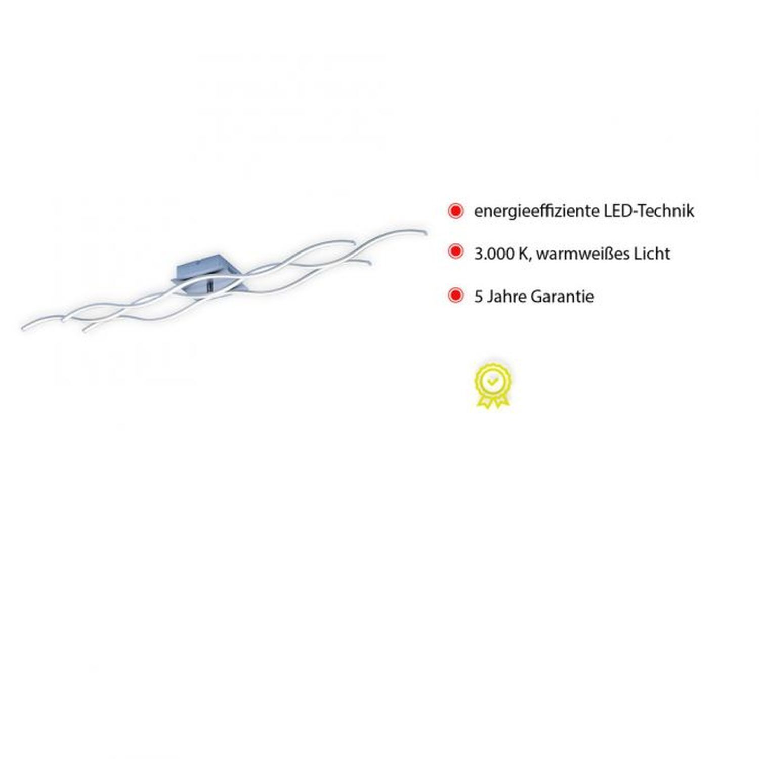 LED Deckenleuchte Wellen Metall in Stahl 139 cm 3000 K