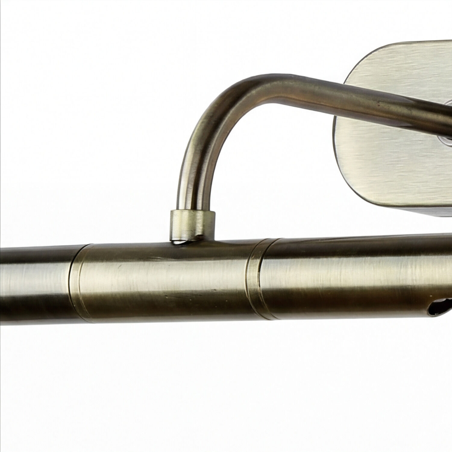 Bilderlampe verstellbar B: 35 cm 2x G9 in Messing antik Edelstahl, Rohr, runder Griff, Ventil, Messing-Ton