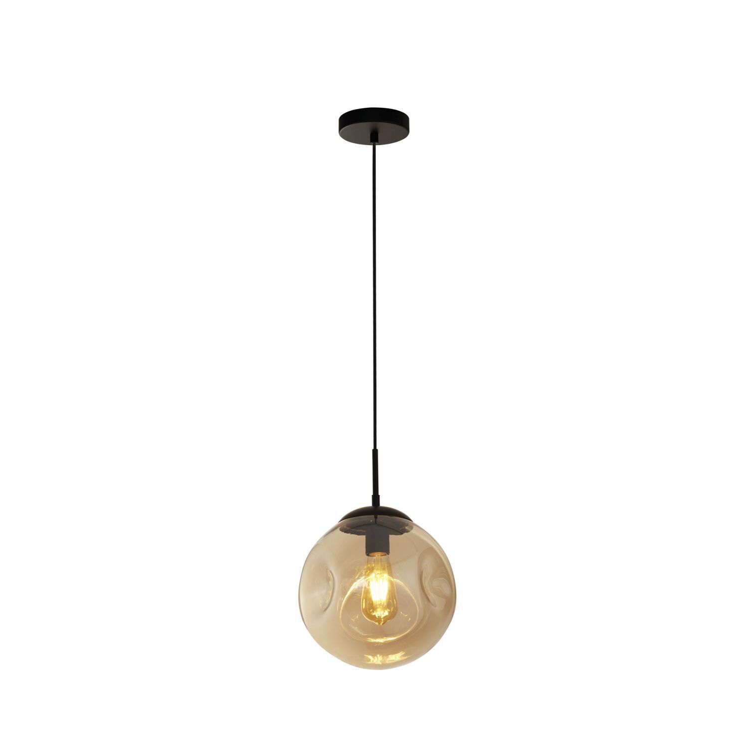 Suspension Noir Champagne E27 D : 25 cm Verre TALIA