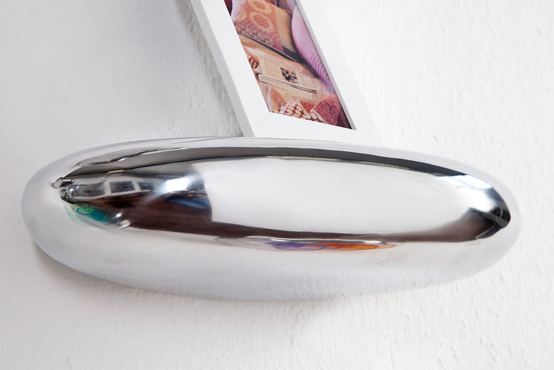 Étagère murale en métal argenté L : 40 cm rond flottant