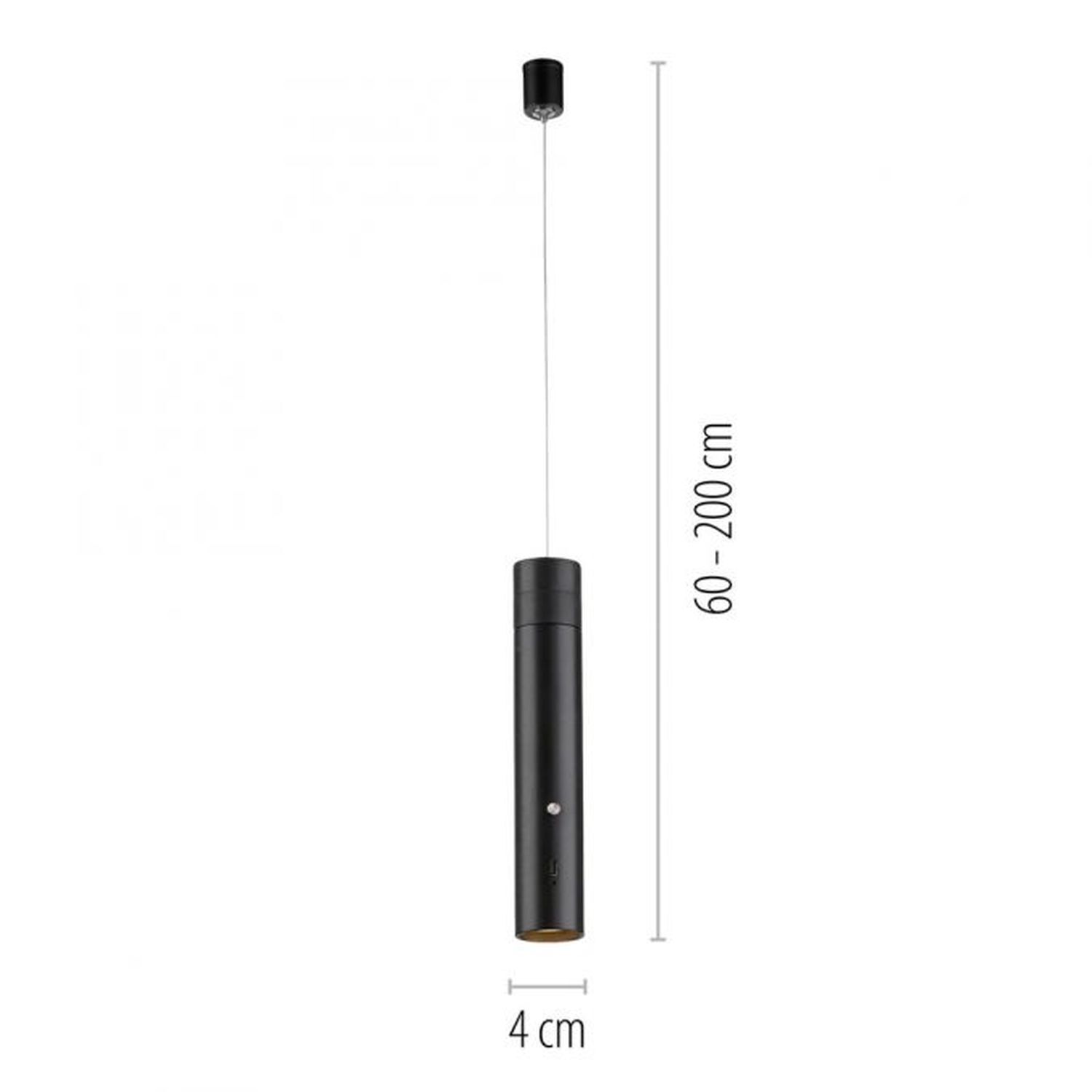 Suspension LED rechargeable Noir Métal Touch Variation 3 W