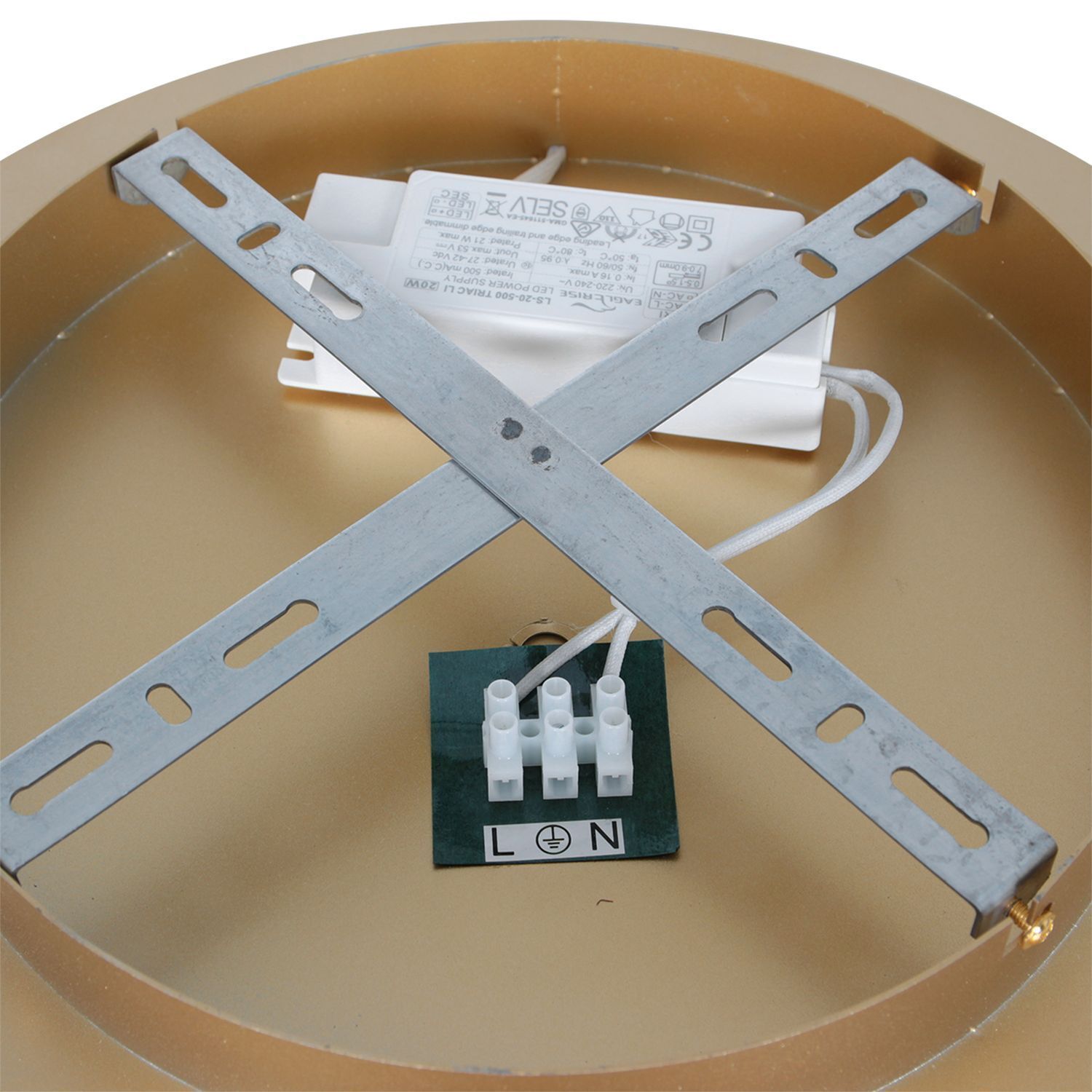 Plafonnier LED Métal Plastique doré L:32 cm Anneau Elektronik, Hardware