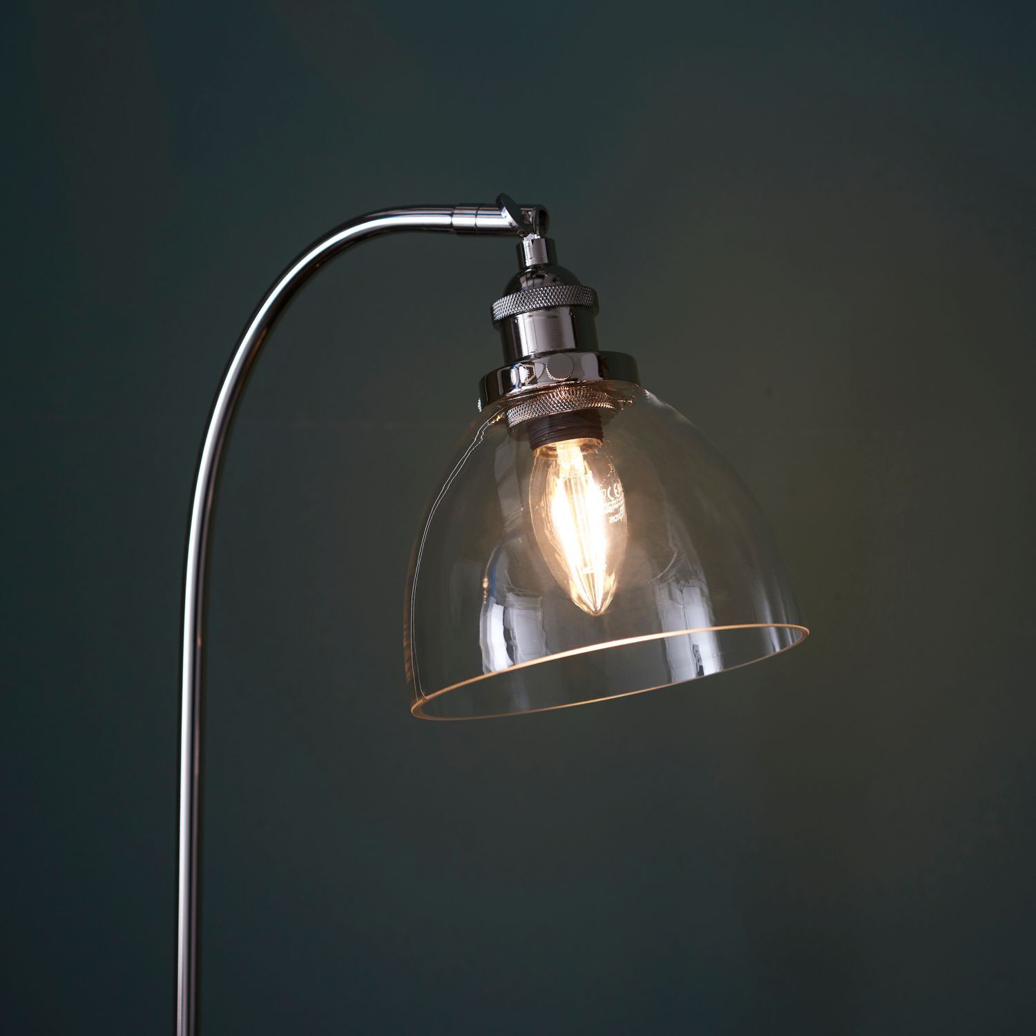 Lampe de bureau métal verre E14 réglable 53,3 cm nickel