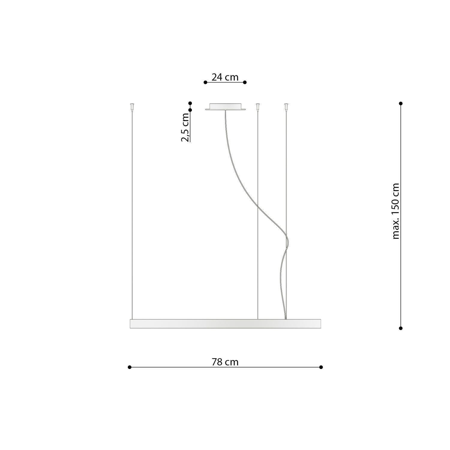 Lustre LED métal rond Ø 78 cm anneau 4000 K noir