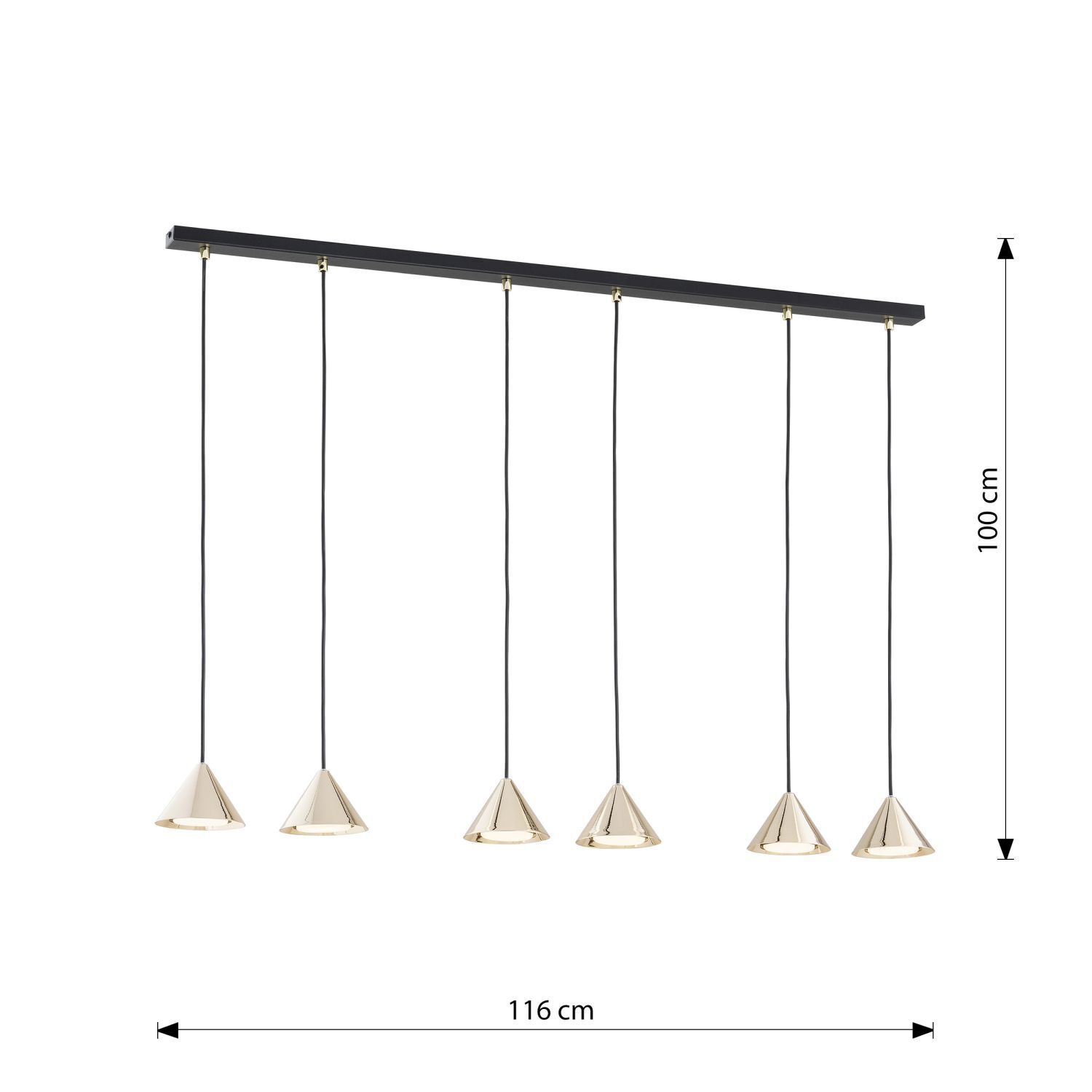 Suspension Métal L : 116 cm XXL H : max. 100 cm Noir Or