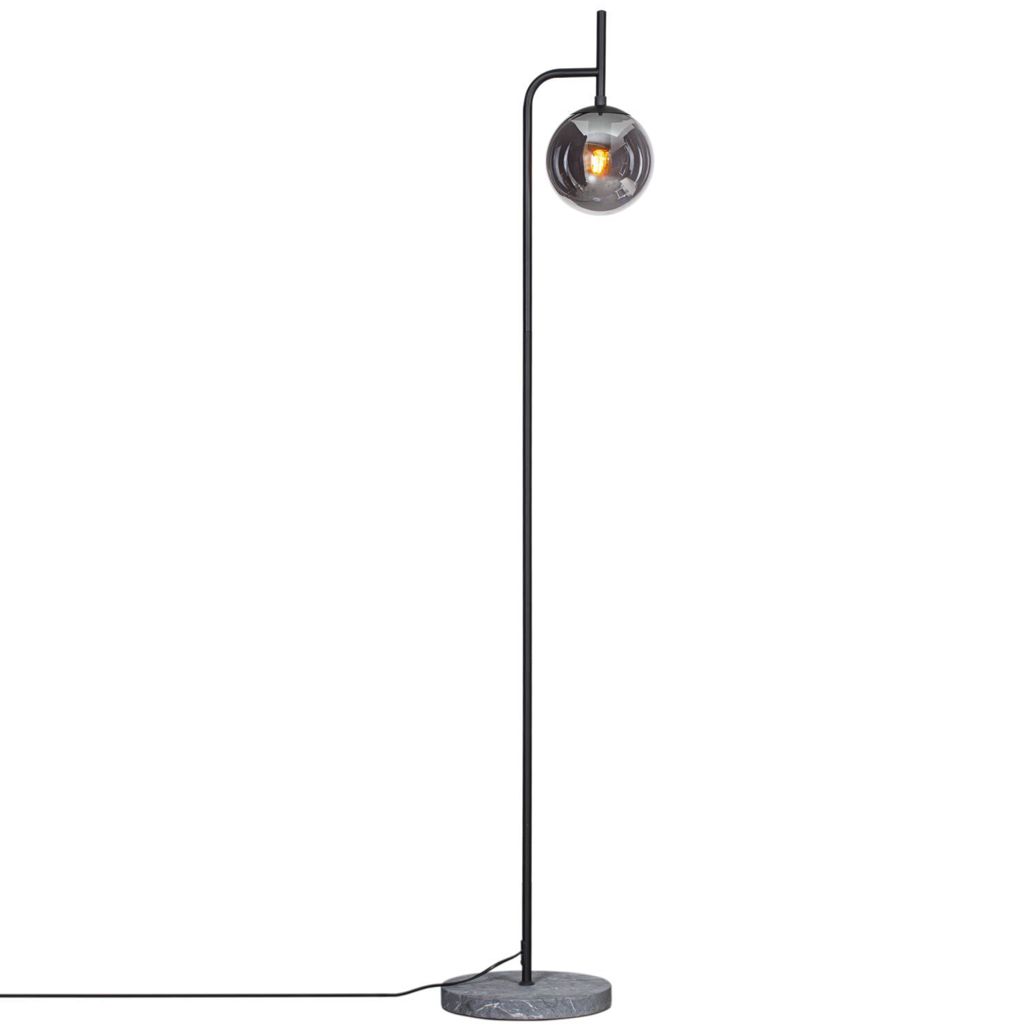 Lampadaire métal verre fumé hauteur 163,5 cm E27
