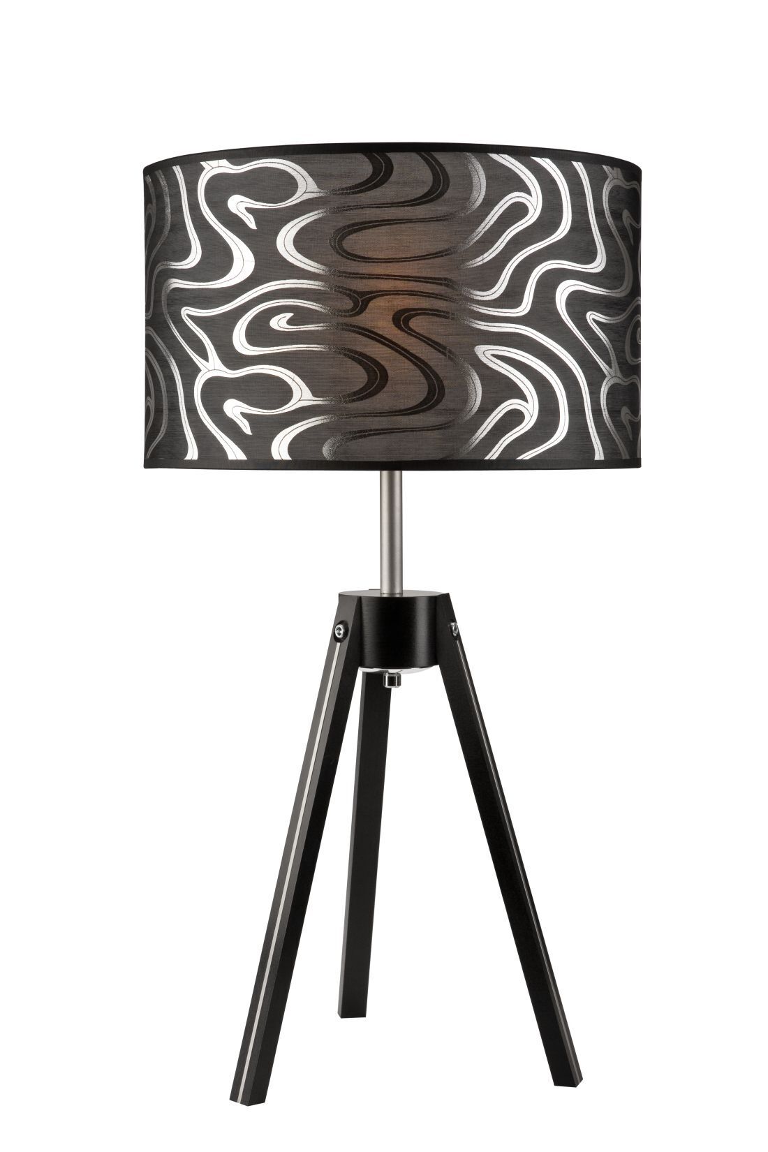 Lampe de table en brun noir tissu rond H:62cm