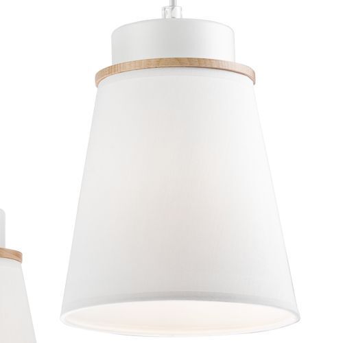 Suspension Blanc Bois Tissu Métal 4-flmg Lampe