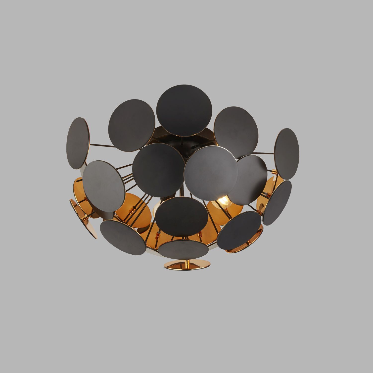 Plafonnier Métal Noir Or Ø 52 cm 3x E14 Moderne