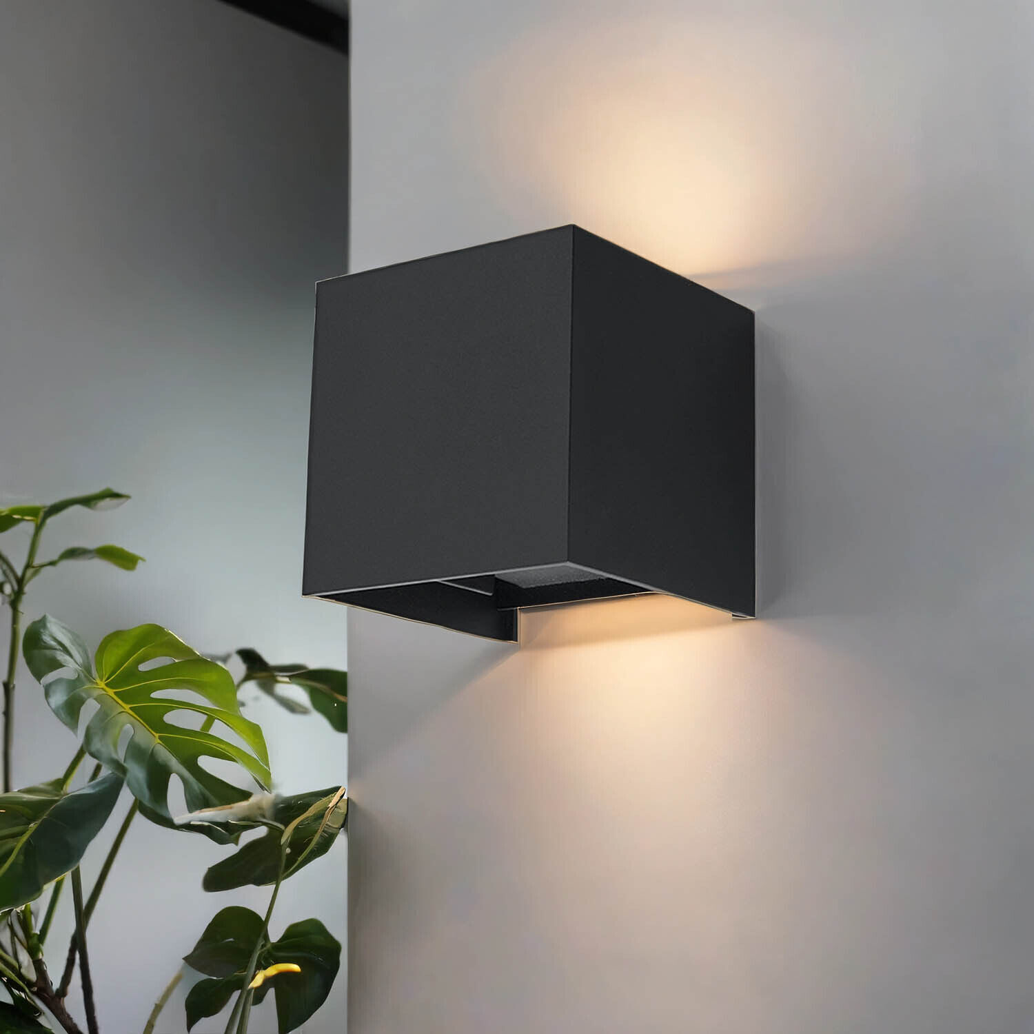 LED Wandleuchte Schwarz IP54 B:10cm Up Down Wandlampe