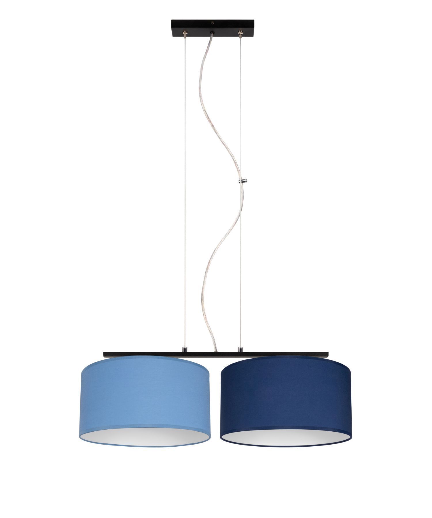 Lampe à suspendre allongée Tissu Noir Bleu E27 L:70 cm