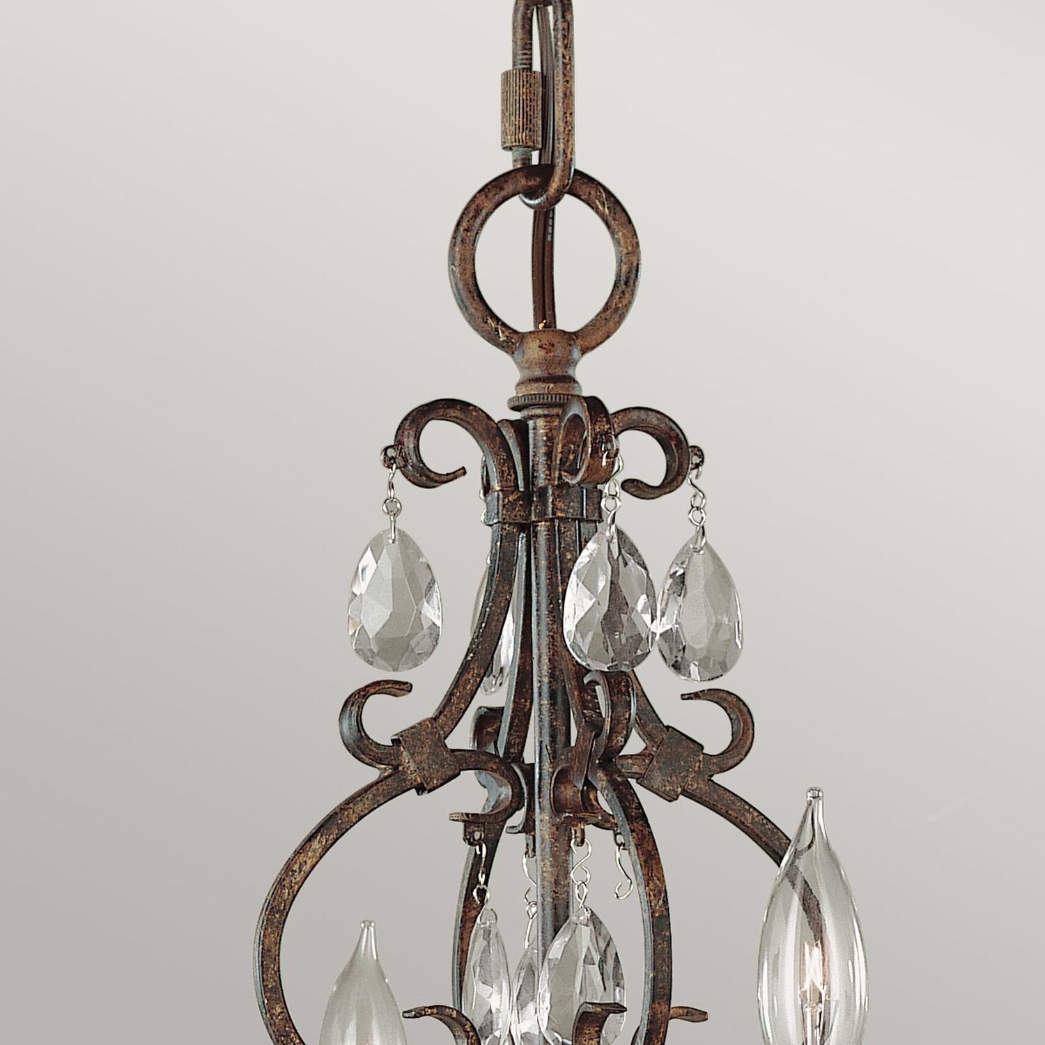 Kronleuchter Kristall Metall B: 42,2 cm in Bronze Antik Chandelier, Rustic metal, Crystal drops, Hanging light, Ornate decor