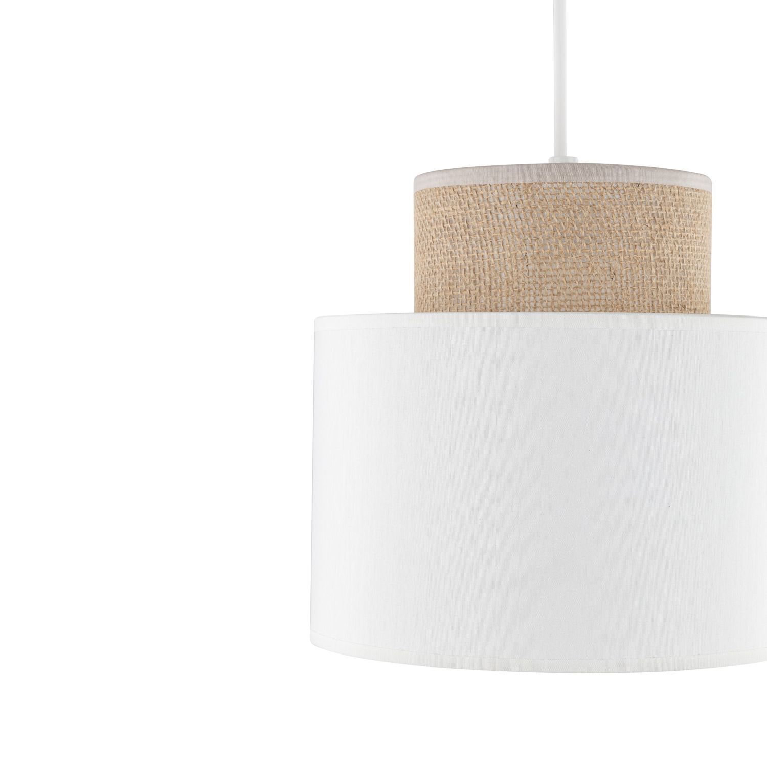Suspension Tissu Jute E27 Ø 20 cm H : max. 160 cm Blanc Naturel