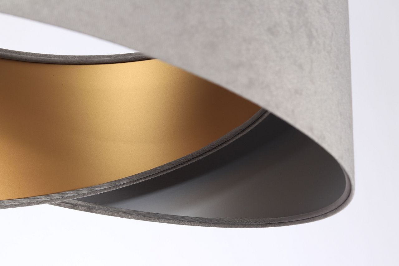 Lampe à suspendre E27 tissu rond Ø 50 cm gris or argent