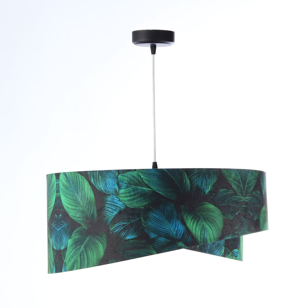 Lampe à suspendre Vert Or E27 Ø 50 cm Tropical Print Tissu