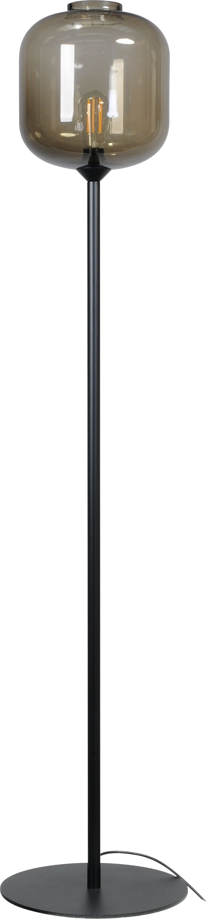 Lampadaire verre fumé métal 165 cm noir ELYA