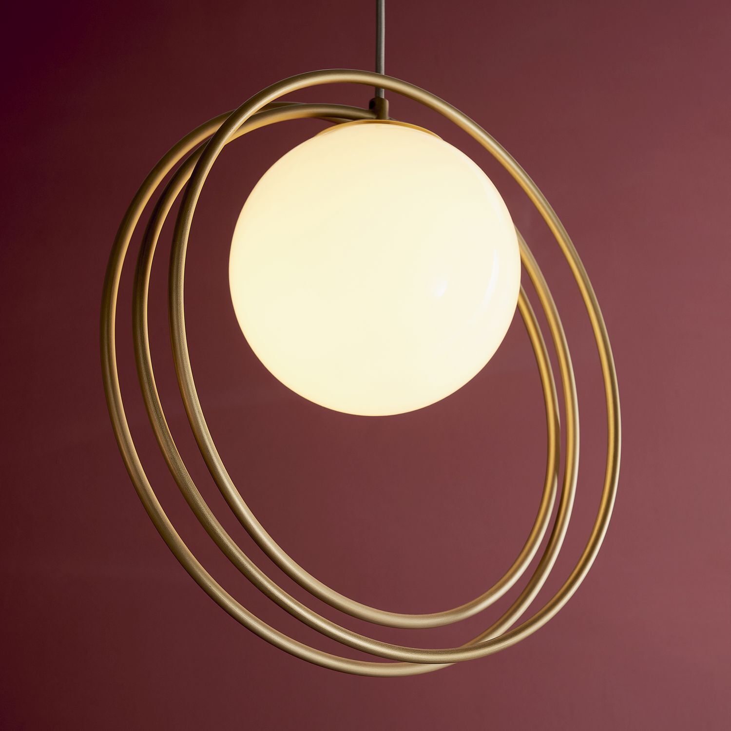 Lampe à suspendre verre métal double abat-jour E27 or blanc WHITBY