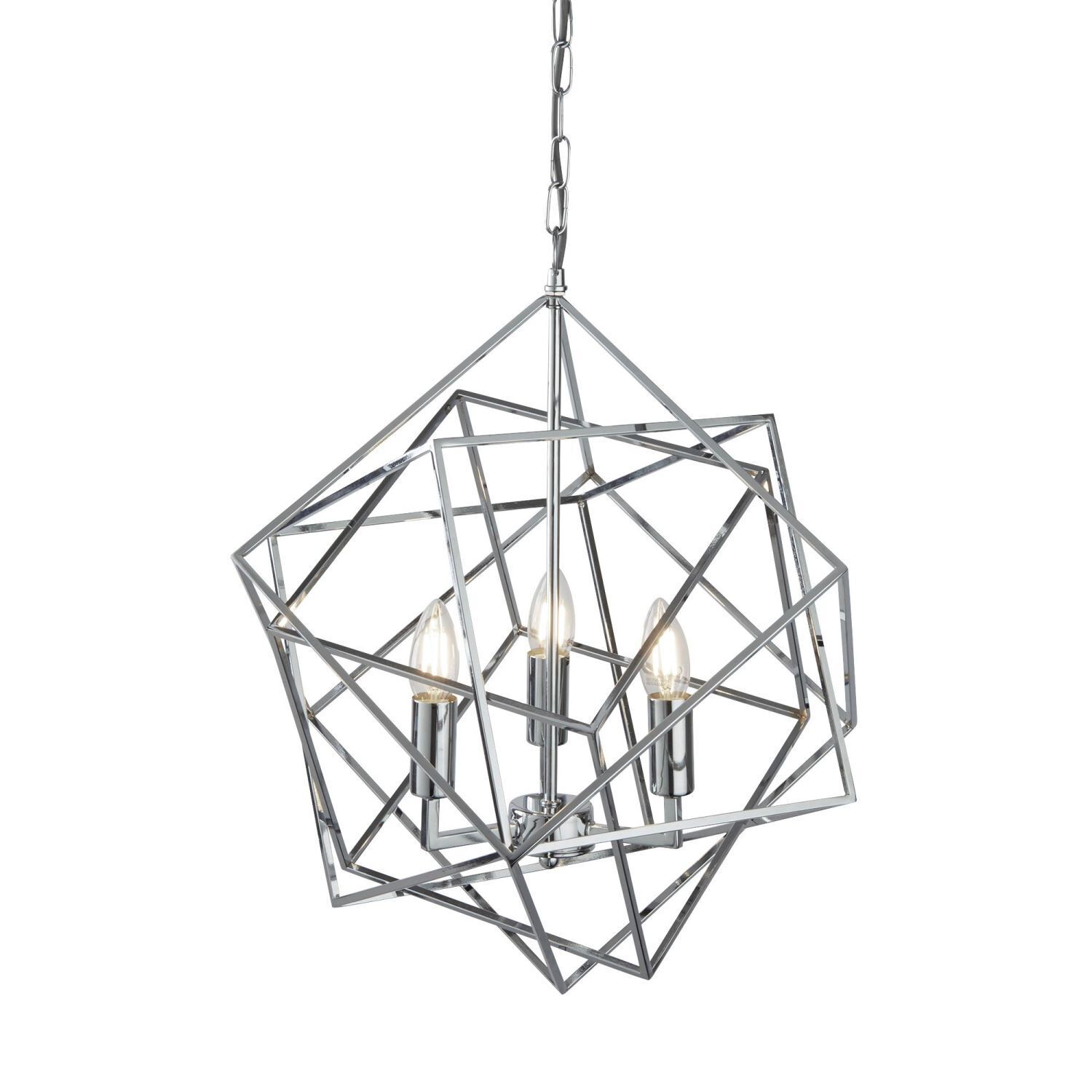 Suspension chrome 3x E14 L : 48 cm Métal Moderne HANNAH