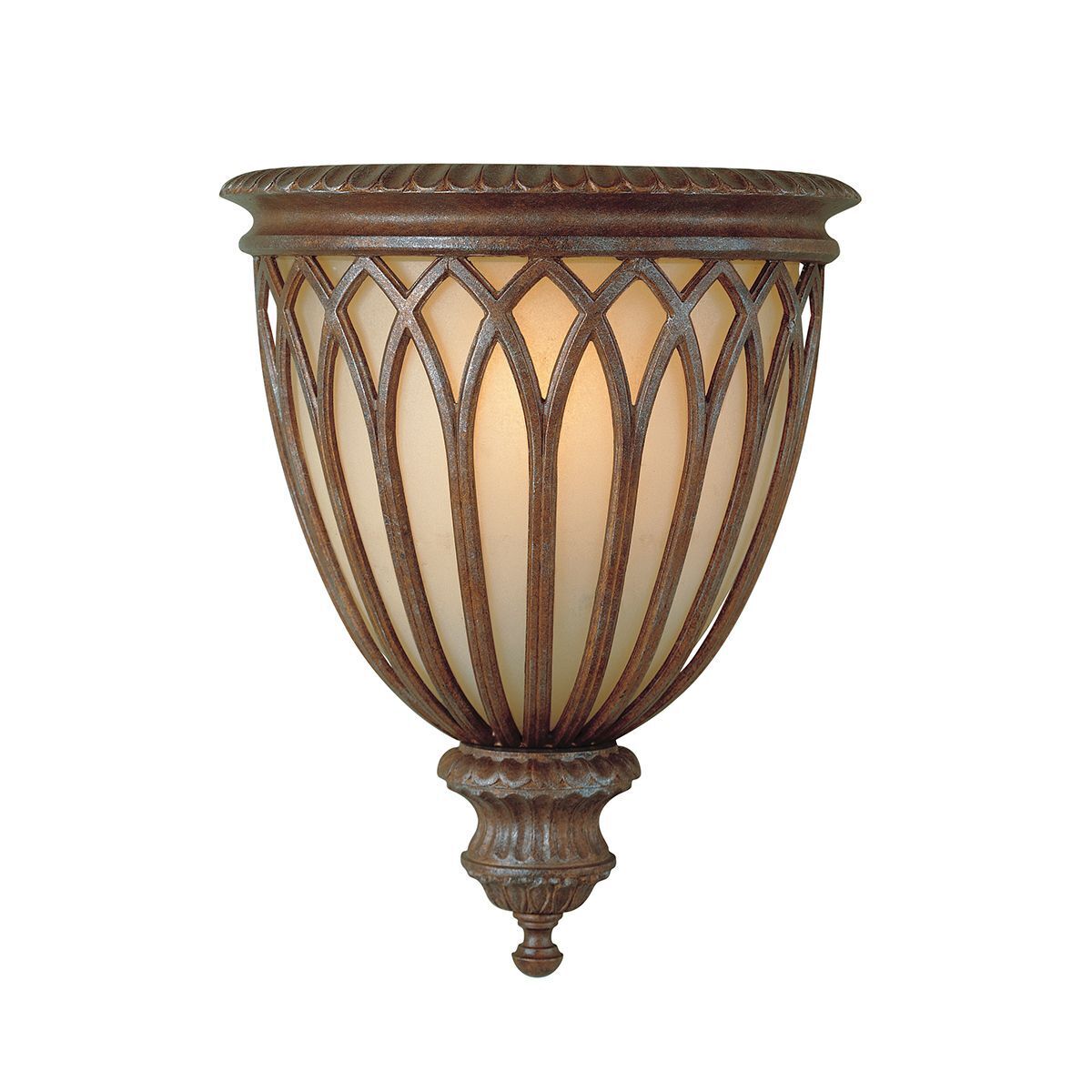 Applique antique SERNOY en bronze crème H:34cm verre