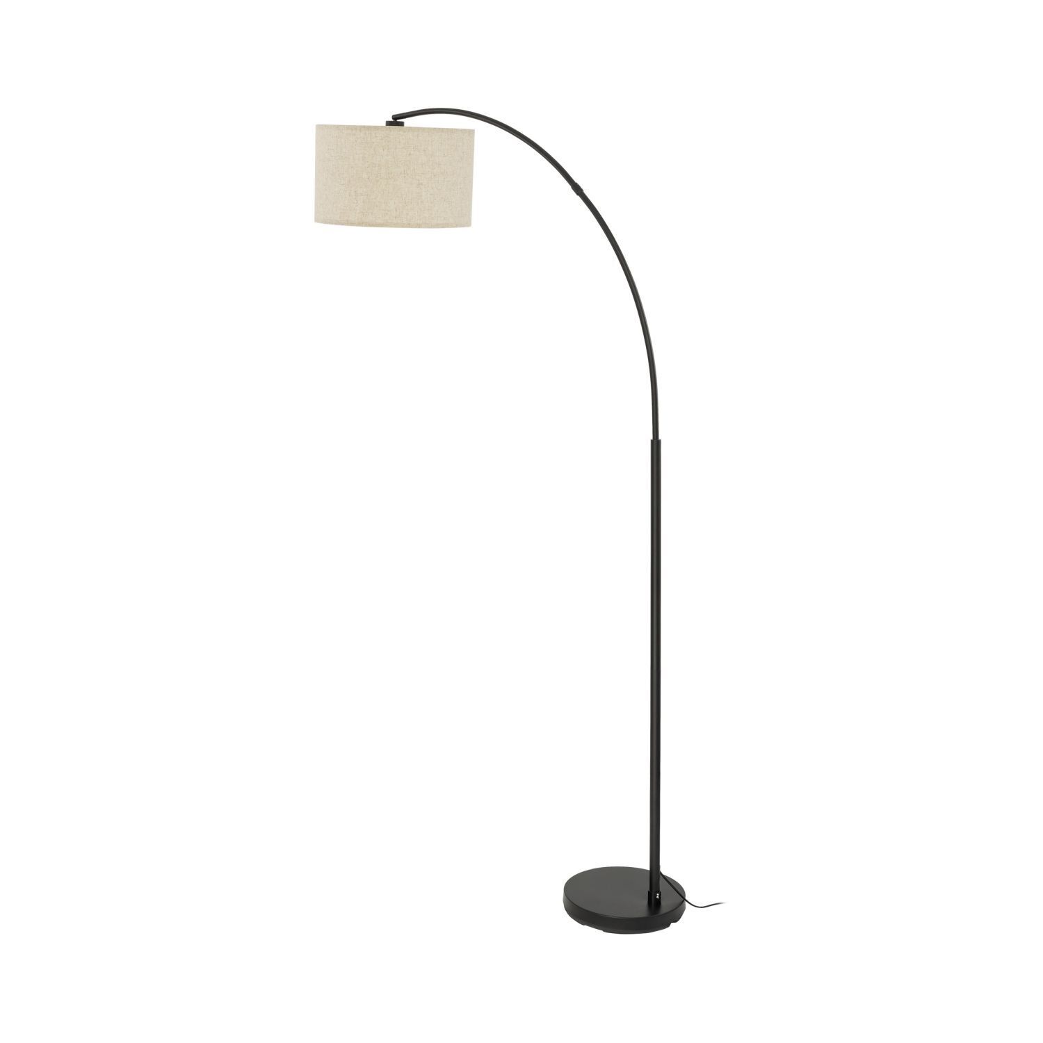 Luminaire en arc 200 cm réglable Tissu Métal Noir Beige E27 Lampe, Lampenschirm