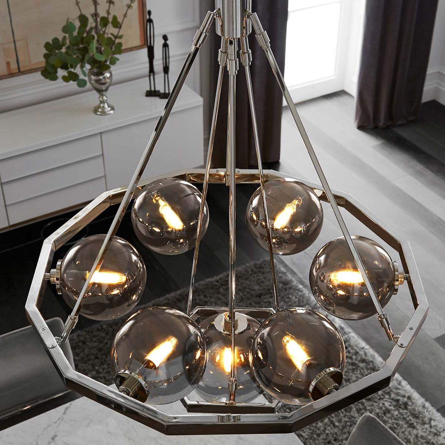 Suspension Abat-jour sphérique Verre fumé D : 81,3 cm E14 Moderne