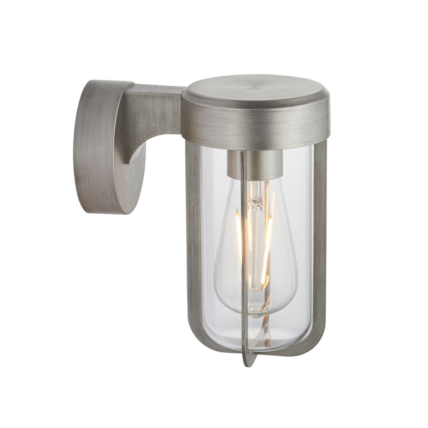 Applique murale extérieure IP44 H : 20,8 cm Alu verre E27 en argent