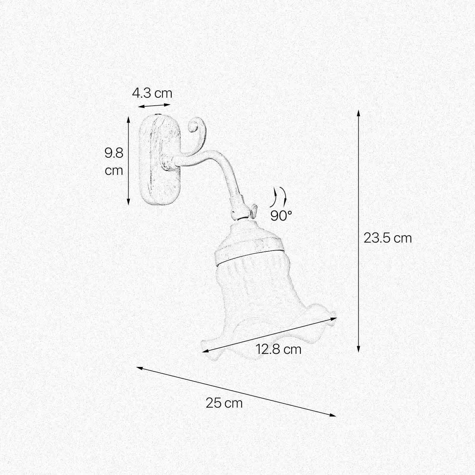 Applique murale ajustable E14 en bronze antique blanc laiton verre Diagramm, Handlung