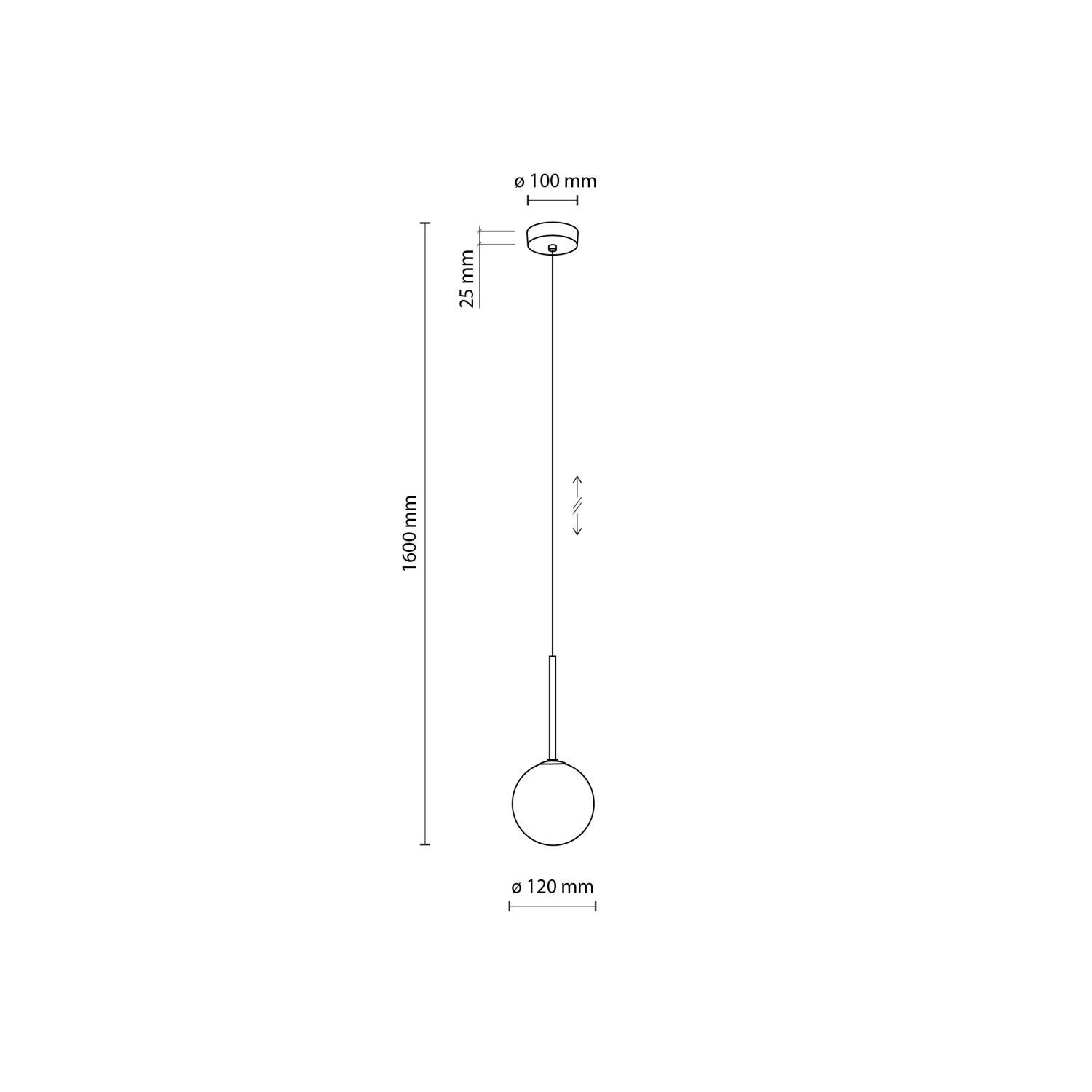 Lampe à suspendre Boule Ø 12 cm H : max. 160 cm Noir Blanc G9 Verre