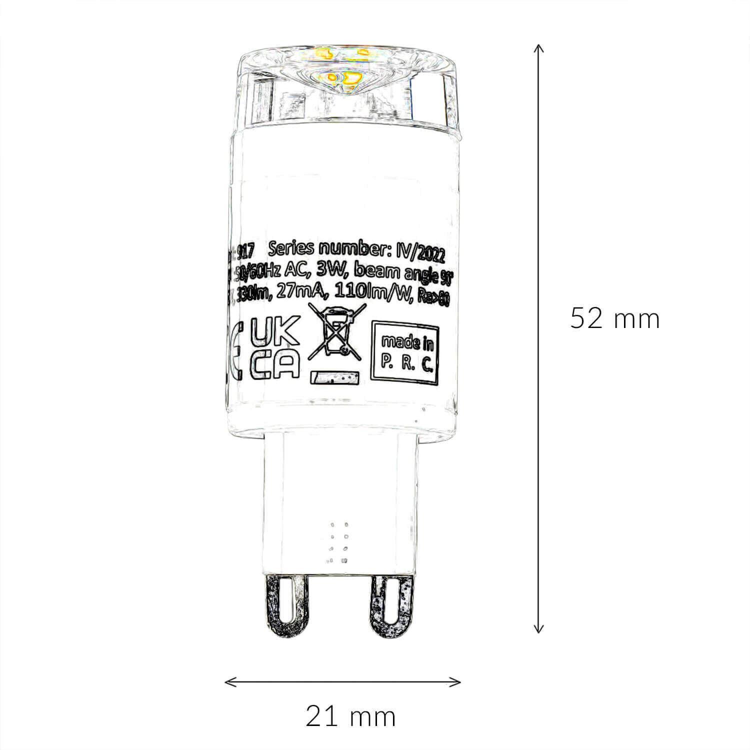 Ampoule LED G9 3000 K 3W H : 52 mm - LM139