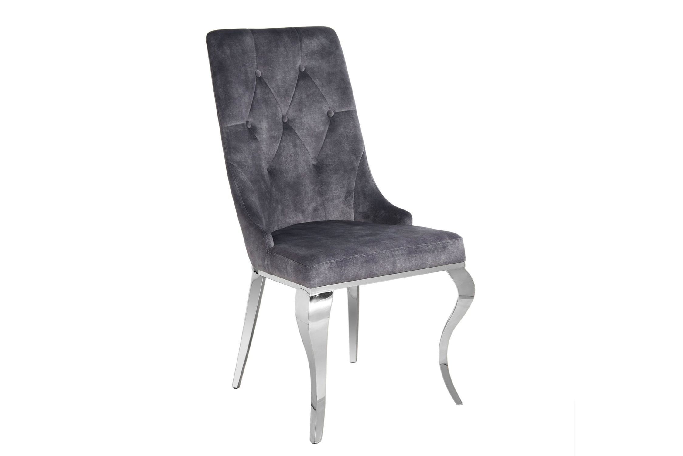 Chaise de salle à manger velours métal avec poignée Chesterfield baroque
