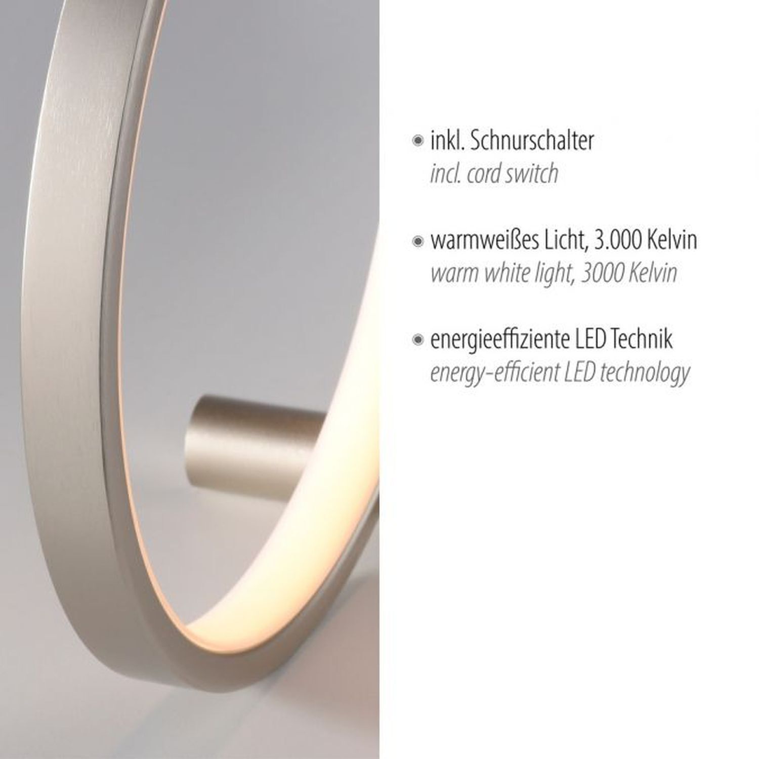 Lampe de table LED Argent Métal Anneau H:25,5 cm 3000 K 10 W
