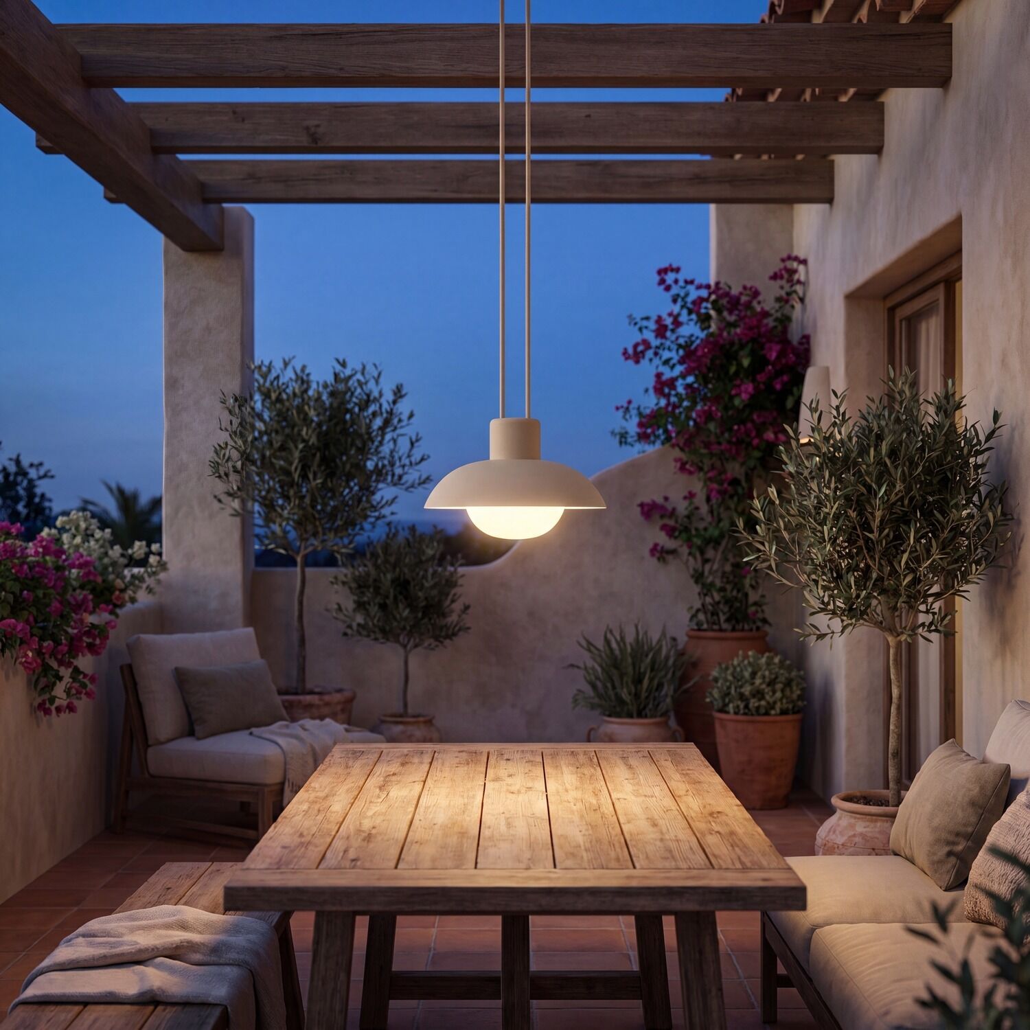 kugellampe-aussen-moderne-aussenleuchte-aussenbeleuchtung-led-modern-riku-1x-led-mit-9w-leuchtmittel-inklusive-beige-lele141826-01 outdoor dining, Holztisch, Hängelampe, Patio-Dekoration, Pflanzen
