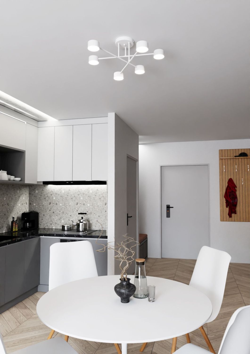 Deckenleuchte Weiß Metall akzentuiert L:60 cm GX53 kitchen, esszimmer, tisch, stuhl, deko