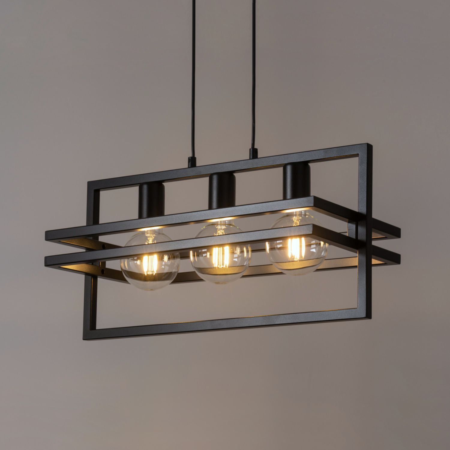 Suspension à plusieurs flammes en métal noir L:52 cm