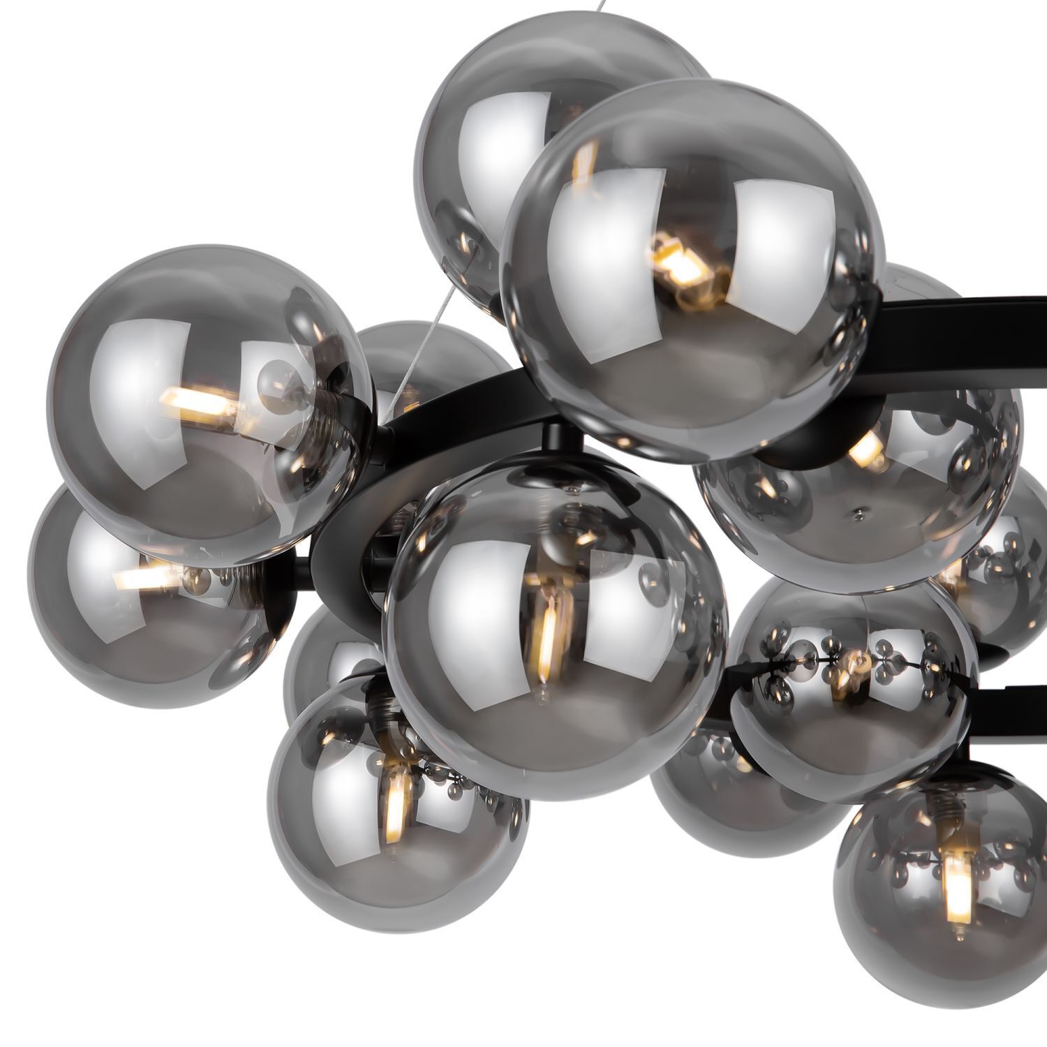 Lampe à suspendre métal verre fumé G9 69 cm large abat-jour sphérique Leuchter, Lampe, Deckenventilator, Gerät, Elektrisches Gerät