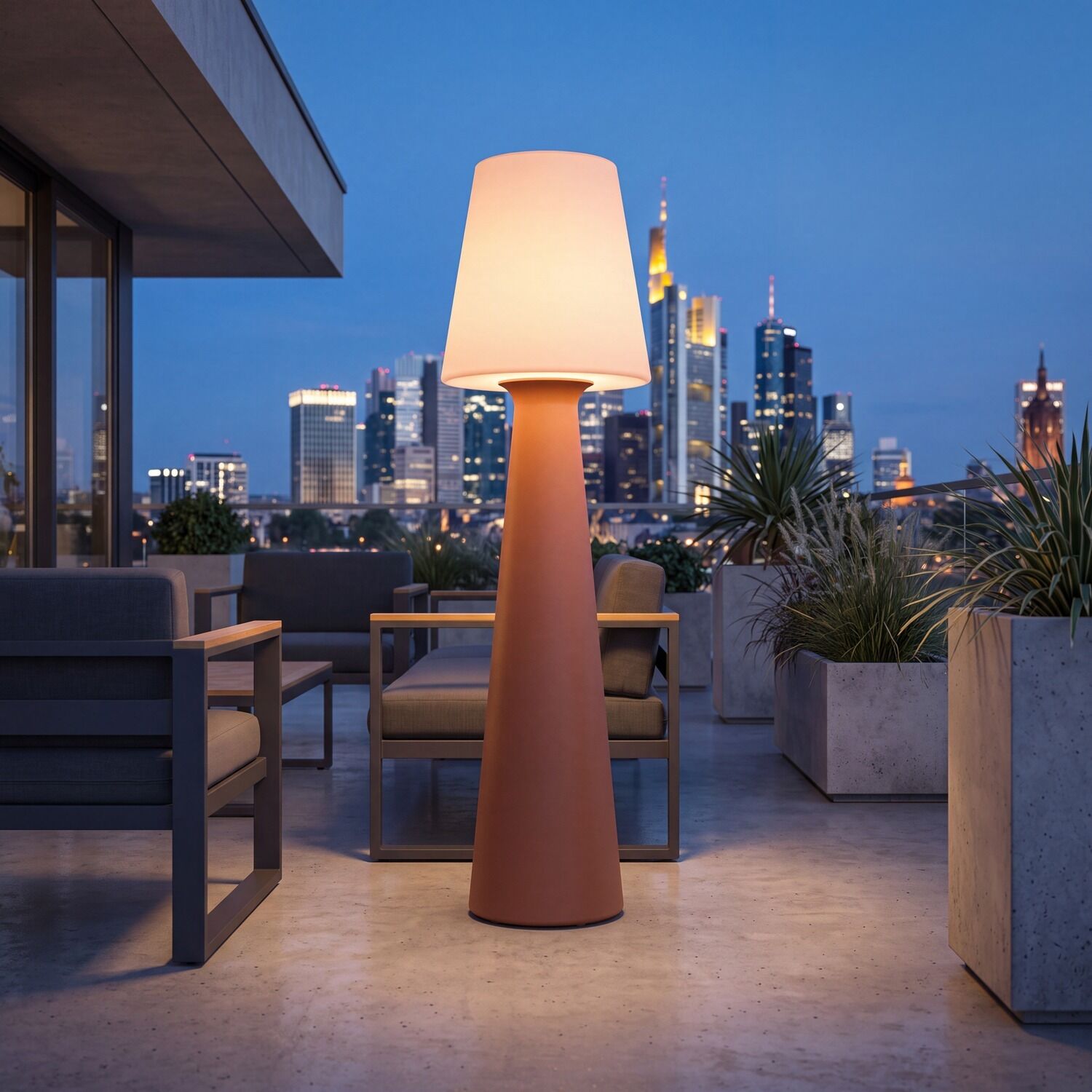 Tischlampe, Outdoorlampe, Kegelform, Terrassenbeleuchtung, Lampenstiel