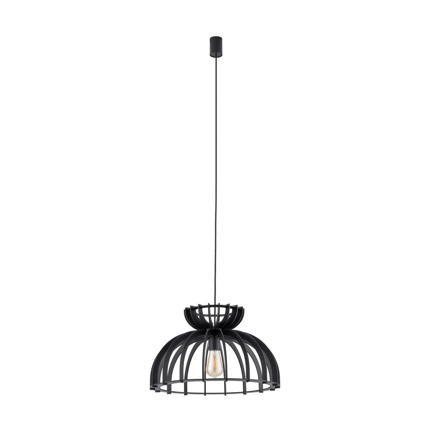 Lampe à suspendre noire bois métal Ø 48 cm E27 réglable