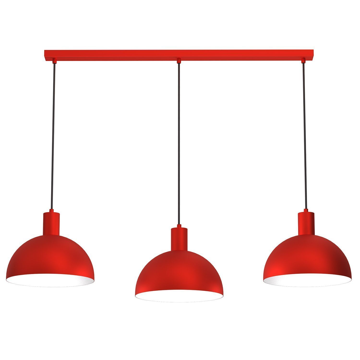 Lampe à suspendre Rouge Métal L:114 cm 3-flamme Loft décoratif