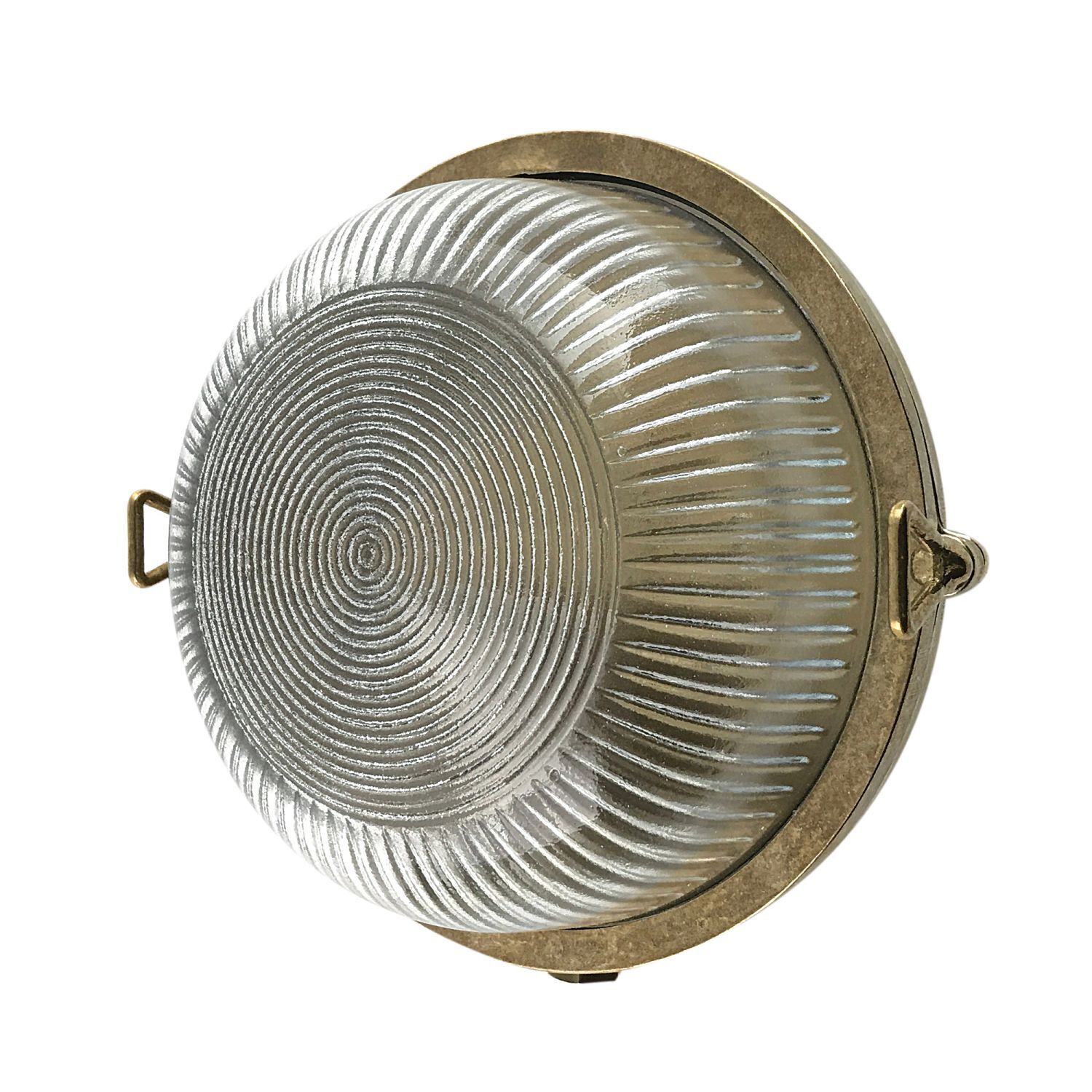 Lampe d'extérieur mur verre laiton massif E27 IP64 ronde