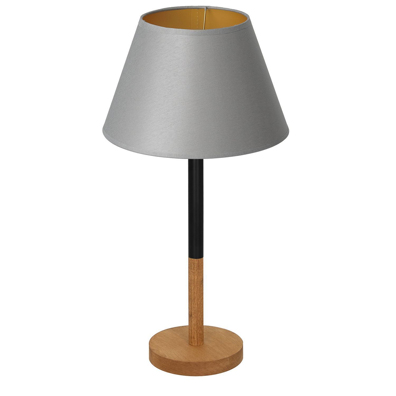 Lampe de chevet Gris Nature Or Tissu Bois 56 cm E27